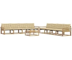 Lauko sofos komplektas 9 pcs Balta ir kreminė 79 x 79 x 37 cm