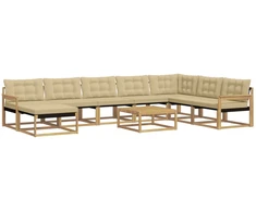 Lauko sofos komplektas 9 pcs Balta ir kreminė
