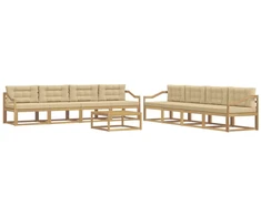 Lauko sofos komplektas 9 pcs Balta ir kreminė 79 x 79 x 37 cm