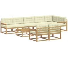 Lauko sofos komplektas 9 pcs Balta ir kreminė 79 x 79 x 37 cm