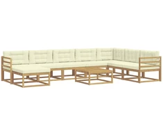 Lauko sofos komplektas 9 pcs Balta ir kreminė