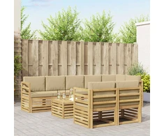 Lauko sofos komplektas 9 pcs Balta ir kreminė 59 x 59 x 37 cm