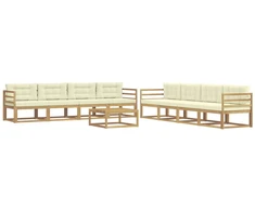 Lauko sofos komplektas 9 pcs Balta ir kreminė 79 x 79 x 37 cm