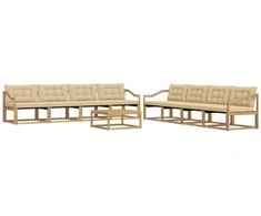 Lauko sofos komplektas 9 pcs Balta ir kreminė 79 x 79 x 37 cm