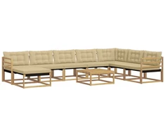 Lauko sofos komplektas 9 pcs Balta ir kreminė