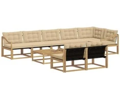 Lauko sofos komplektas 9 pcs Balta ir kreminė 79 x 79 x 37 cm