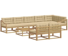 Lauko sofos komplektas 9 pcs Balta ir kreminė 79 x 79 x 37 cm