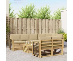 Lauko sofos komplektas 9 pcs Balta ir kreminė 59 x 59 x 37 cm