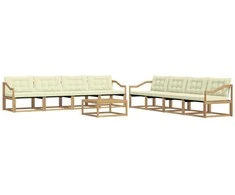 Lauko sofos komplektas 9 pcs Balta ir kreminė 79 x 79 x 37 cm
