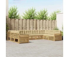 Lauko sofos komplektas 9 pcs Balta ir kreminė