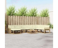 Lauko sofos komplektas 9 pcs Balta ir kreminė 79 x 79 x 37 cm