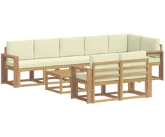 Lauko sofos komplektas 9 pcs Balta ir kreminė Poliesteris