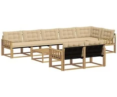 Lauko sofos komplektas 9 pcs Balta ir kreminė 79 x 79 x 37 cm