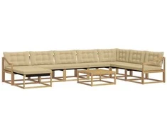 Lauko sofos komplektas 9 pcs Balta ir kreminė 79 x 79 x 37 cm