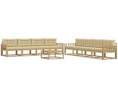 Lauko sofos komplektas 9 pcs Balta ir kreminė 79 x 79 x 37 cm