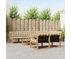 Lauko sofos komplektas 9 pcs Balta ir kreminė 79 x 79 x 37 cm