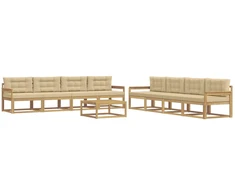 Lauko sofos komplektas 9 pcs Balta ir kreminė 79 x 79 x 37 cm