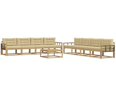 Lauko sofos komplektas 9 pcs Balta ir kreminė 79 x 79 x 37 cm