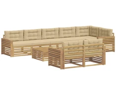 Lauko sofos komplektas 9 pcs Balta ir kreminė 79 x 79 x 37 cm