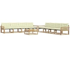 Lauko sofos komplektas 9 pcs Balta ir kreminė 79 x 79 x 37 cm