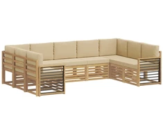 Lauko sofos komplektas 9 pcs Balta ir kreminė