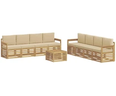 Lauko sofos komplektas 9 pcs Balta ir kreminė 59 x 59 x 37 cm