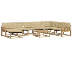 Lauko sofos komplektas 9 pcs Balta ir kreminė