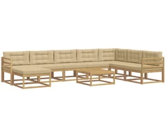 Lauko sofos komplektas 9 pcs Balta ir kreminė