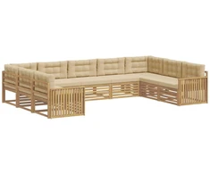 Lauko sofos komplektas 9 pcs Balta ir kreminė
