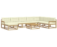 Lauko sofos komplektas 9 pcs Balta ir kreminė
