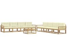 Lauko sofos komplektas 9 pcs Balta ir kreminė 79 x 79 x 37 cm