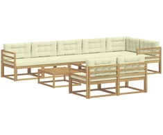 Lauko sofos komplektas 9 pcs Balta ir kreminė 79 x 79 x 37 cm