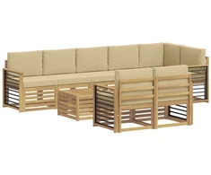 Lauko sofos komplektas 9 pcs Balta ir kreminė 59 x 59 x 37 cm
