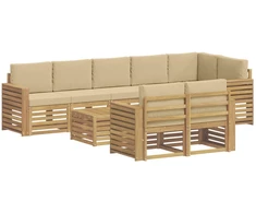 Lauko sofos komplektas 9 pcs Balta ir kreminė 59 x 59 x 37 cm