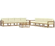 Lauko sofos komplektas 9 pcs Balta ir kreminė 79 x 79 x 37 cm