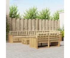 Lauko sofos komplektas 9 pcs Balta ir kreminė 79 x 79 x 37 cm
