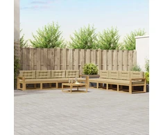 Lauko sofos komplektas 9 pcs Balta ir kreminė 79 x 79 x 37 cm