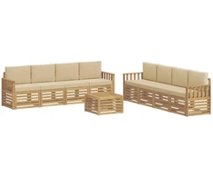 Lauko sofos komplektas 9 pcs Balta ir kreminė 59 x 59 x 37 cm