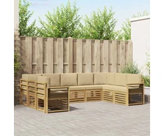 Lauko sofos komplektas 9 pcs Balta ir kreminė