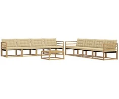 Lauko sofos komplektas 9 pcs Balta ir kreminė 79 x 79 x 37 cm