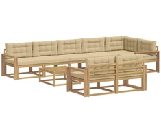 Lauko sofos komplektas 9 pcs Balta ir kreminė 79 x 79 x 37 cm