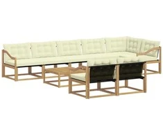 Lauko sofos komplektas 9 pcs Balta ir kreminė 79 x 79 x 37 cm
