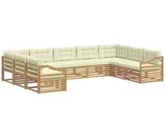 Lauko sofos komplektas 9 pcs Balta ir kreminė