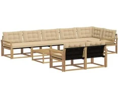 Lauko sofos komplektas 9 pcs Balta ir kreminė 79 x 79 x 37 cm