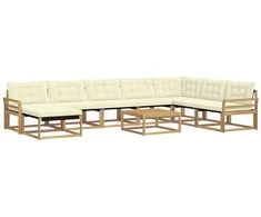 Lauko sofos komplektas 9 pcs Balta ir kreminė 79 x 79 x 37 cm