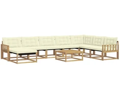 Lauko sofos komplektas 9 pcs Balta ir kreminė