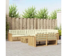 Lauko sofos komplektas 9 pcs Balta ir kreminė 79 x 79 x 37 cm