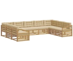 Lauko sofos komplektas 9 pcs Balta ir kreminė