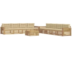 Lauko sofos komplektas 9 pcs Balta ir kreminė