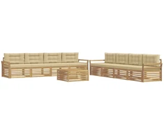 Lauko sofos komplektas 9 pcs Balta ir kreminė